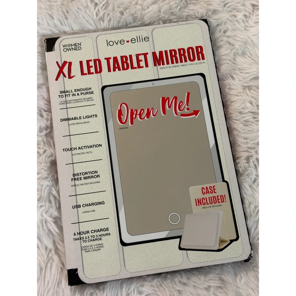 Love Ellie XL LED Tablet Mirror Dimmable Touch Lighted Makeup Mirror with Case